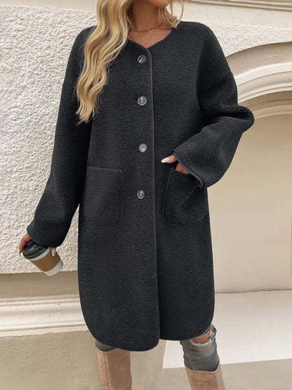 Devine Button Up Long Sleeve Coat - The Ruffled Bull Boutique