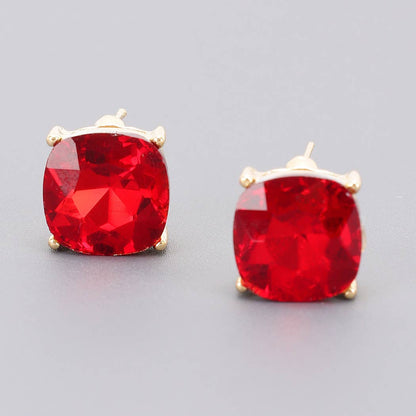 Square Crystal Stud Earrings - The Ruffled Bull Boutique