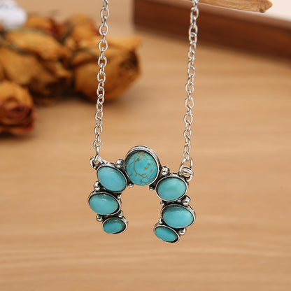 Artificial Turquoise Alloy Pendant Necklace - The Ruffled Bull Boutique