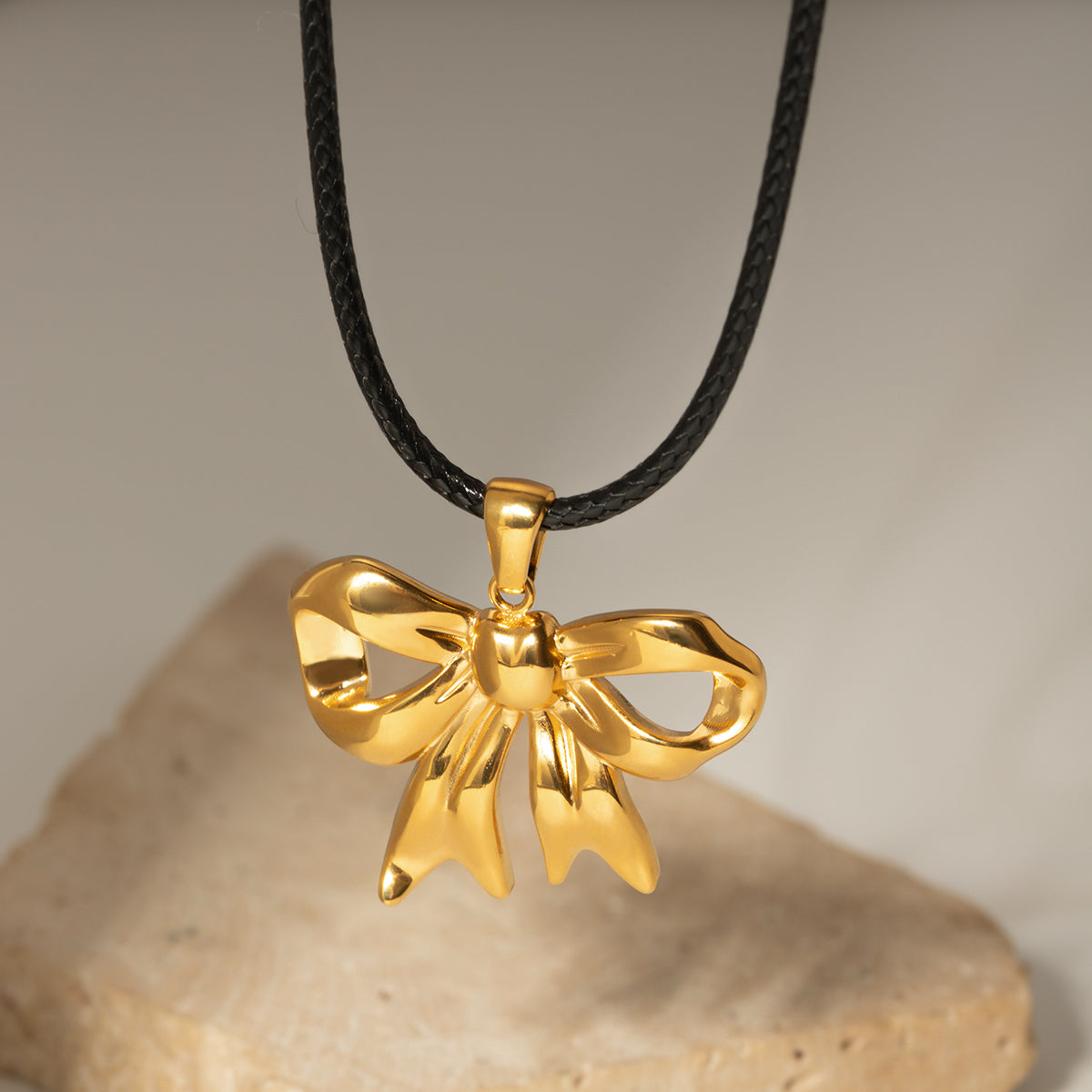 18K Gold-Plated Bow Pendant Necklace - The Ruffled Bull Boutique