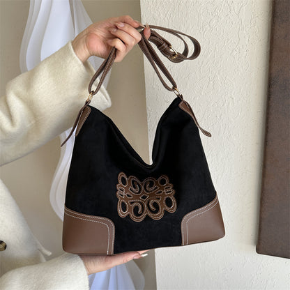 Suede Patch Adjustable Strap Tote Bag - The Ruffled Bull Boutique