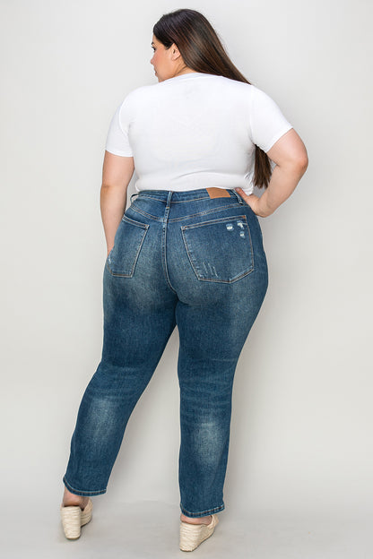 Judy Blue Full Size Tummy Control High Waist Slim Jeans - The Ruffled Bull Boutique