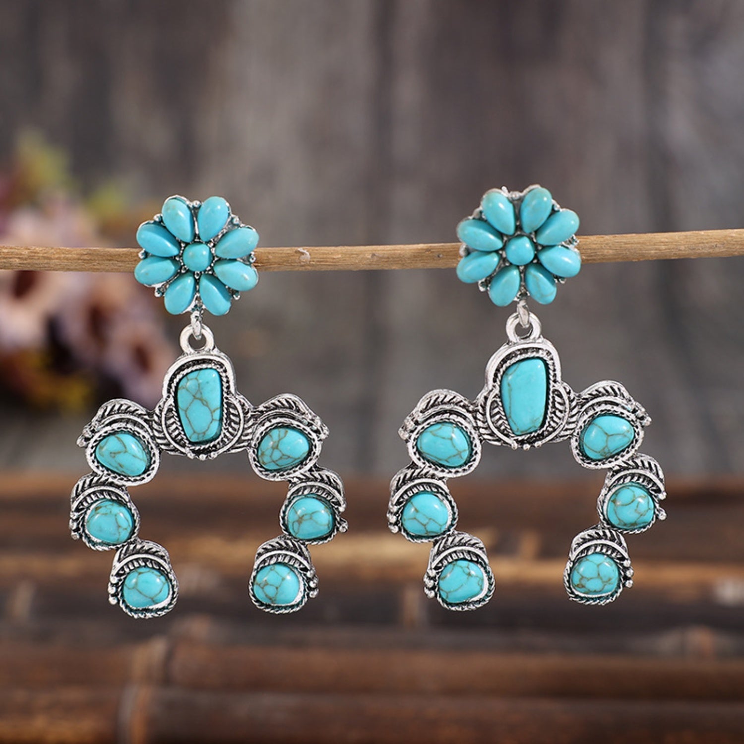 Artificial Turquoise Alloy Dangle Earrings - The Ruffled Bull Boutique