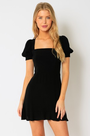 Solid Square Neck Dress - The Ruffled Bull Boutique