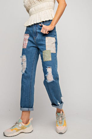 WASHED DENIM PANTS - The Ruffled Bull Boutique