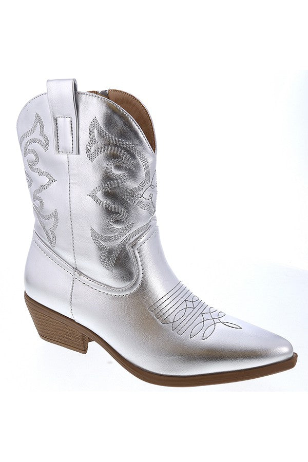 Silver Western Boots - The Ruffled Bull Boutique