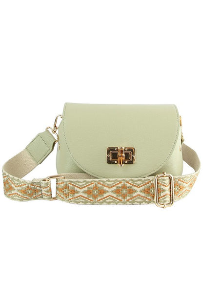 Bamboo Twist Lock Flap Crossbody Bag - The Ruffled Bull Boutique