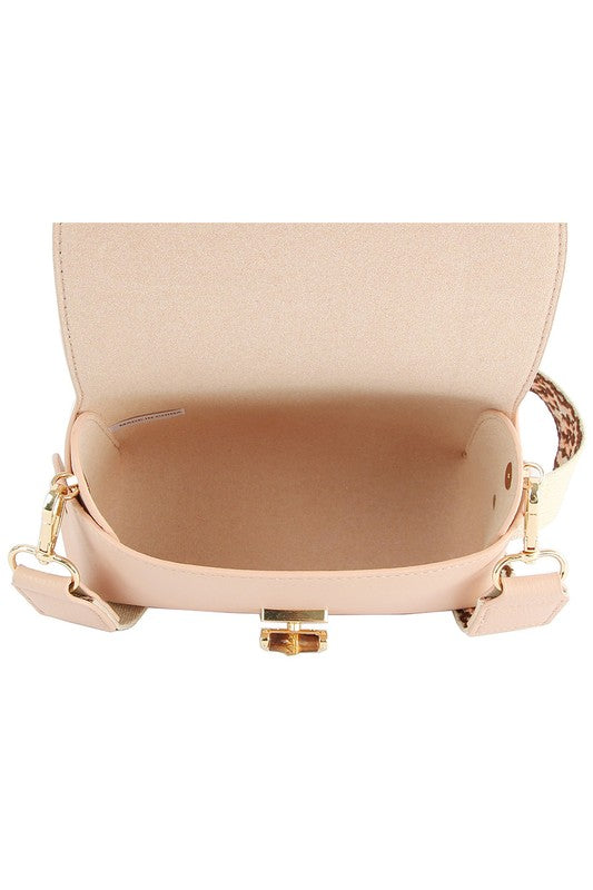 Bamboo Twist Lock Flap Crossbody Bag - The Ruffled Bull Boutique