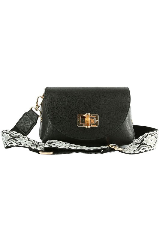 Bamboo Twist Lock Flap Crossbody Bag - The Ruffled Bull Boutique