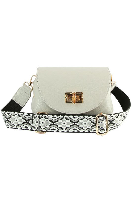 Bamboo Twist Lock Flap Crossbody Bag - The Ruffled Bull Boutique