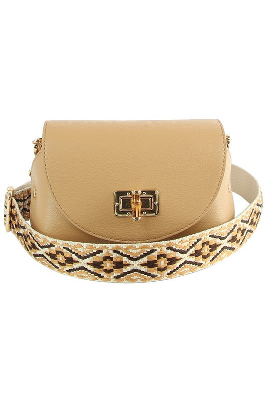 Bamboo Twist Lock Flap Crossbody Bag - The Ruffled Bull Boutique