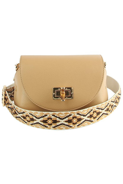 Bamboo Twist Lock Flap Crossbody Bag - The Ruffled Bull Boutique