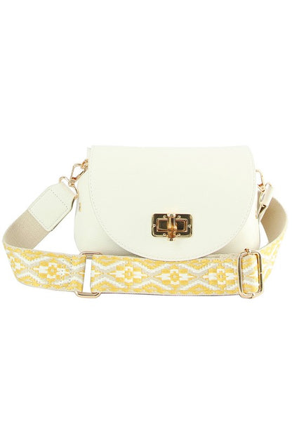 Bamboo Twist Lock Flap Crossbody Bag - The Ruffled Bull Boutique