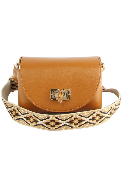 Bamboo Twist Lock Flap Crossbody Bag - The Ruffled Bull Boutique