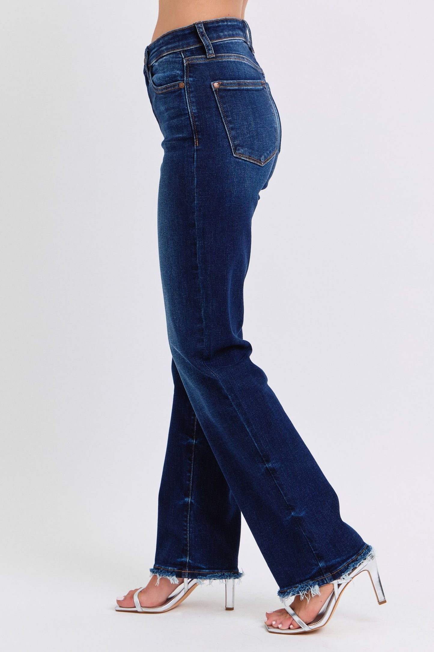 Judy Blue Full Size Raw Hem Straight Leg Jeans - The Ruffled Bull Boutique