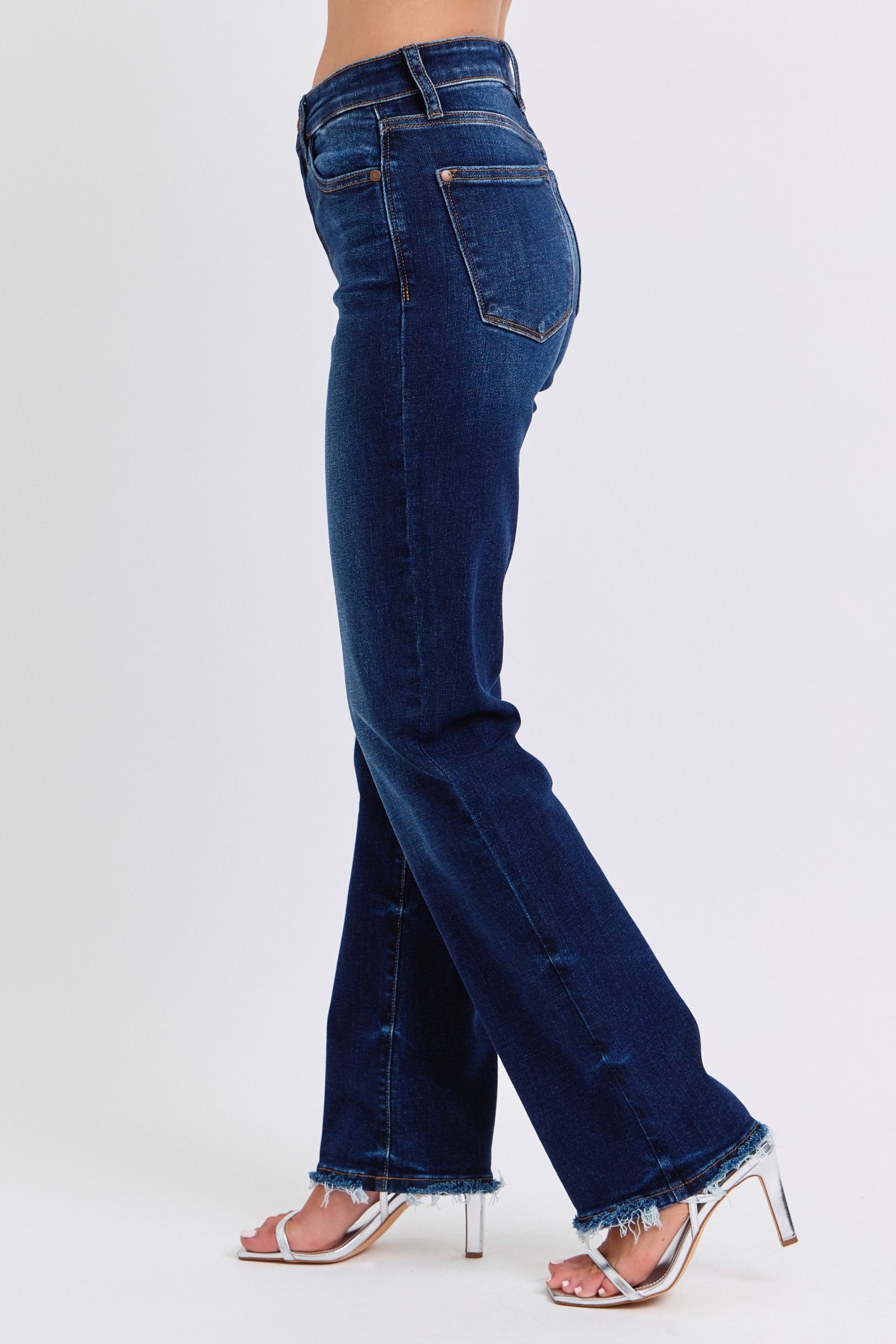 Judy Blue Full Size Raw Hem Straight Leg Jeans - The Ruffled Bull Boutique