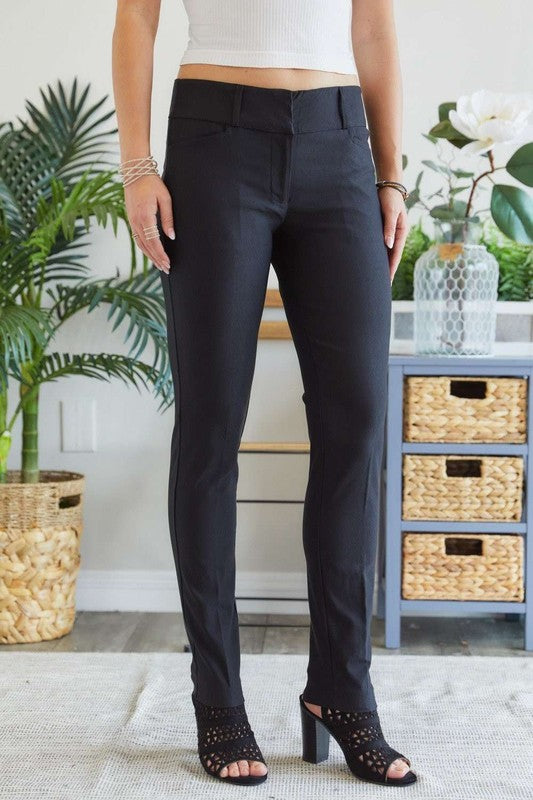 ADORA Mid Rise Skinny Pants - The Ruffled Bull Boutique