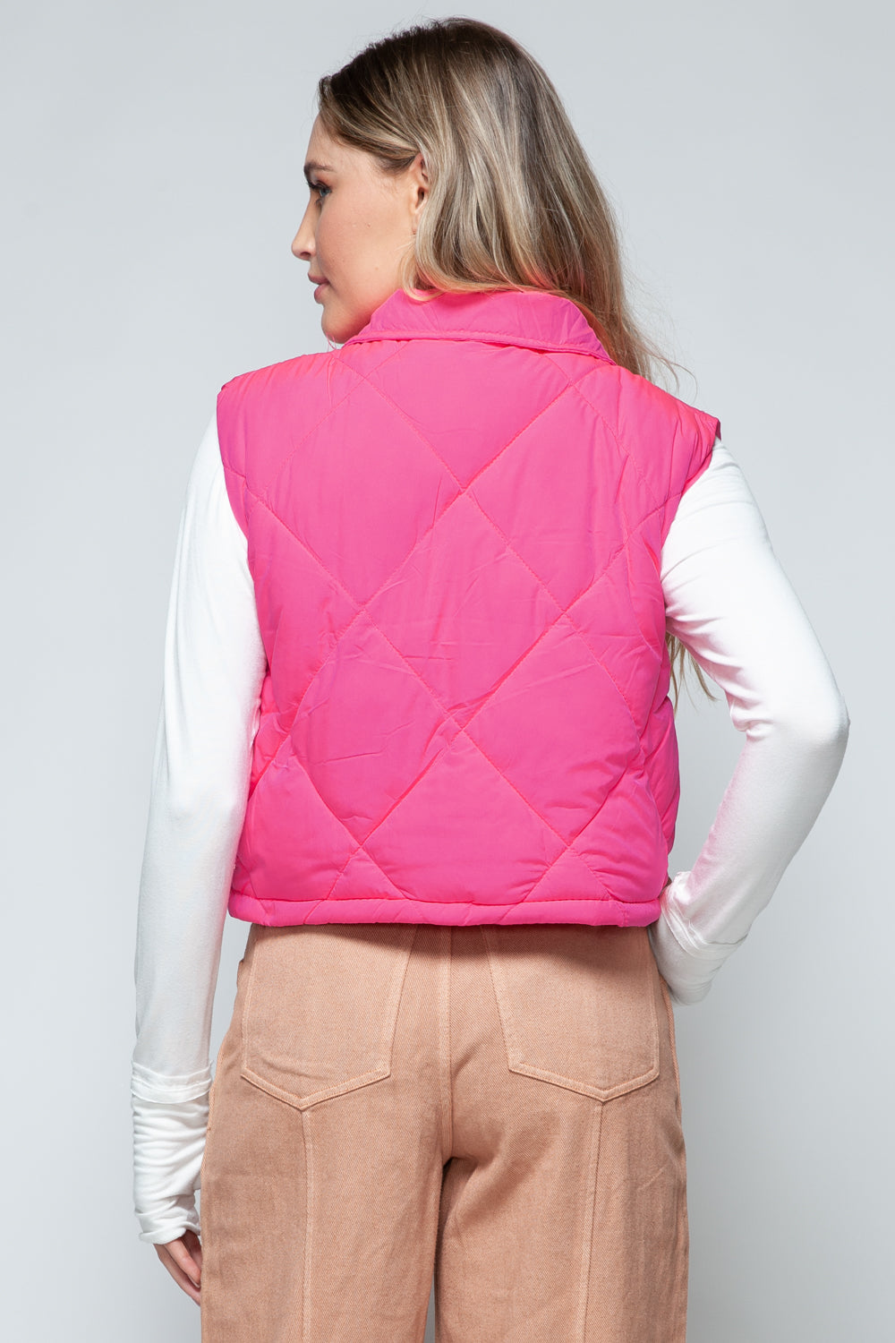 Snobbish Snap Down Quilted Crop Vest - The Ruffled Bull Boutique