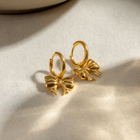 18K Gold-Plated Bow Earrings - The Ruffled Bull Boutique