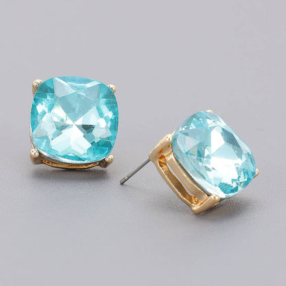 Square Crystal Stud Earrings - The Ruffled Bull Boutique