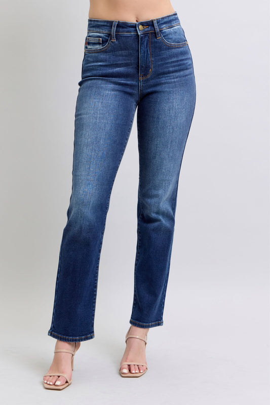 Judy Blue Full Size Washed Straight Leg Jeans with Pockets - The Ruffled Bull Boutique