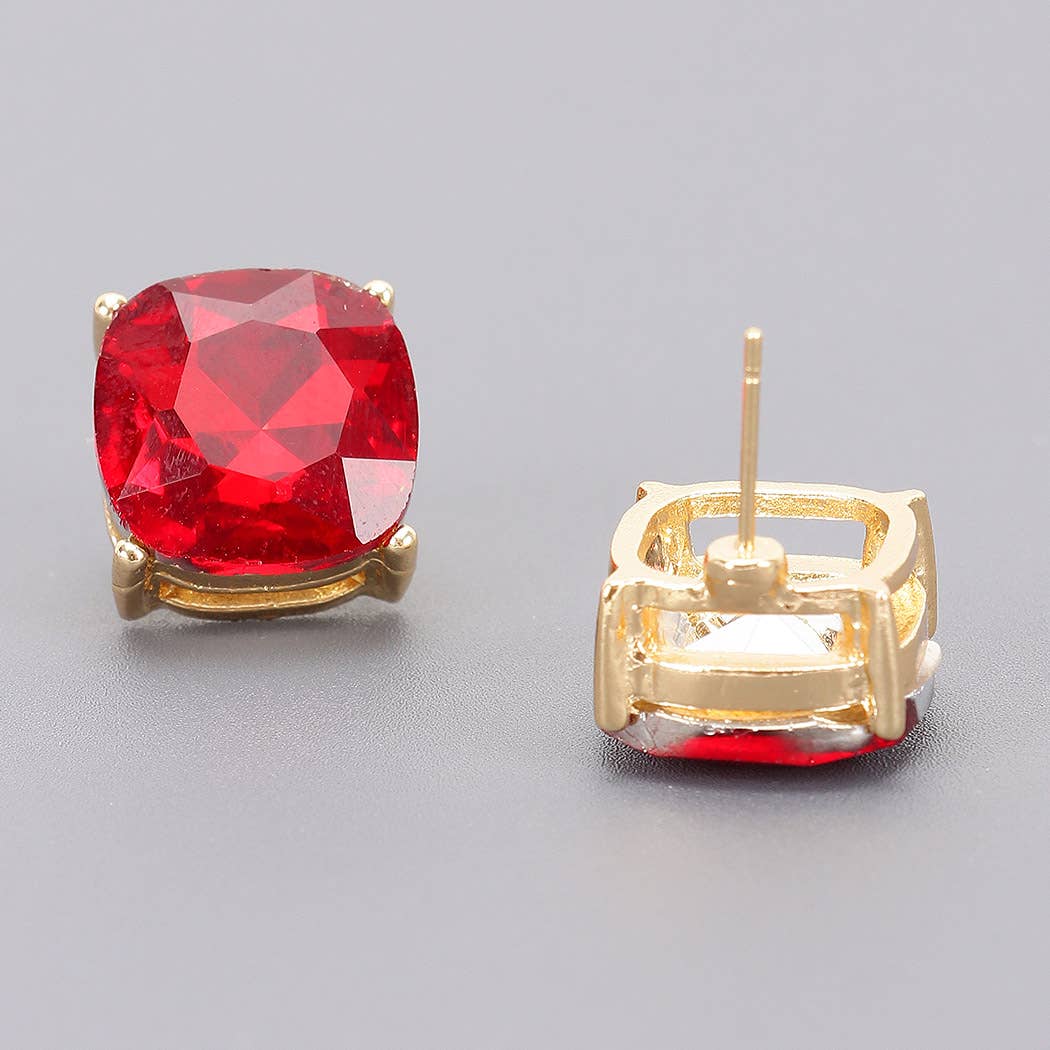 Square Crystal Stud Earrings - The Ruffled Bull Boutique