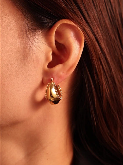 18K Gold-Plated Stainless Steel Huggie Earrings - The Ruffled Bull Boutique