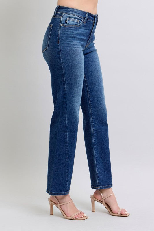 Judy Blue Full Size Side Seam Detail Straight Jeans with Pockets - The Ruffled Bull Boutique