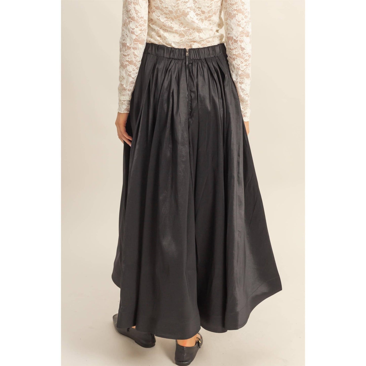 Classic Pleated A-Line Midi Full Skirt - The Ruffled Bull Boutique