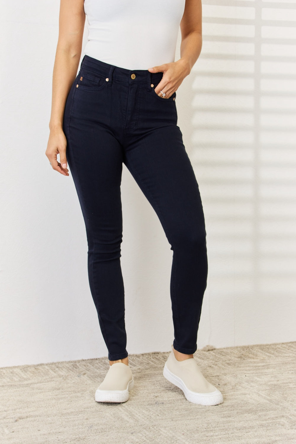 Judy Blue Full Size Garment Dyed Tummy Control Skinny Jeans - The Ruffled Bull Boutique