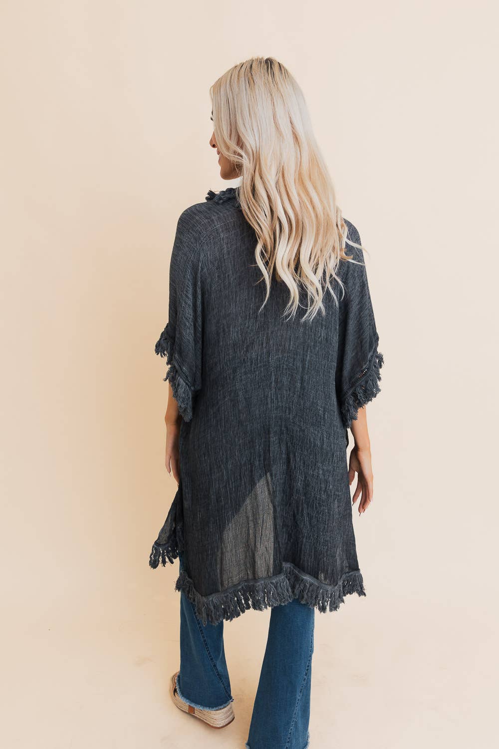 Sunbleached Fringe Ruffle Kimono - The Ruffled Bull Boutique