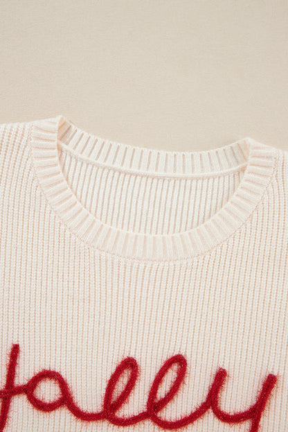 Letter Round Neck Long Sleeve Sweater