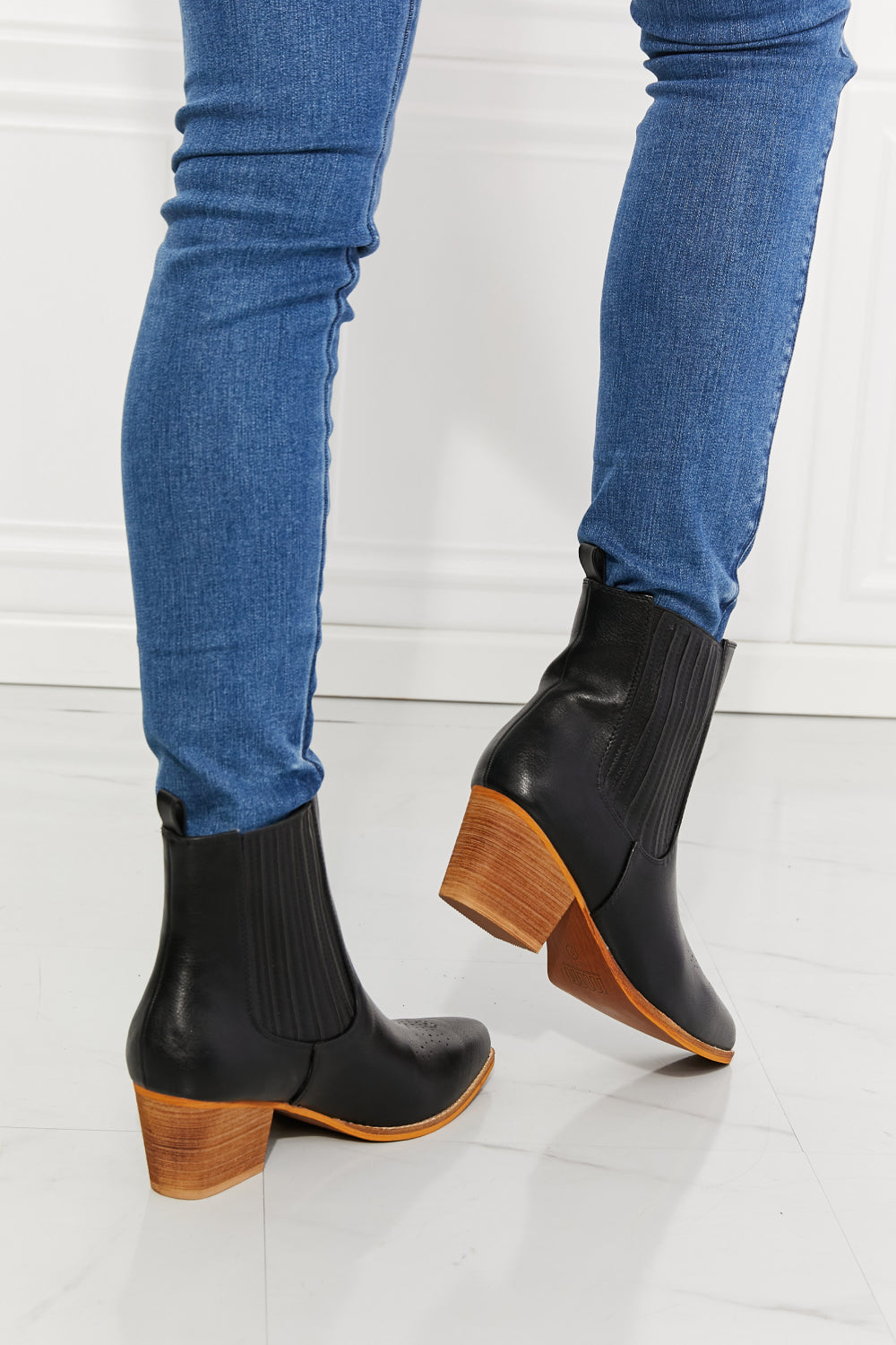 MMShoes Love the Journey Stacked Heel Chelsea Boot in Black - The Ruffled Bull Boutique