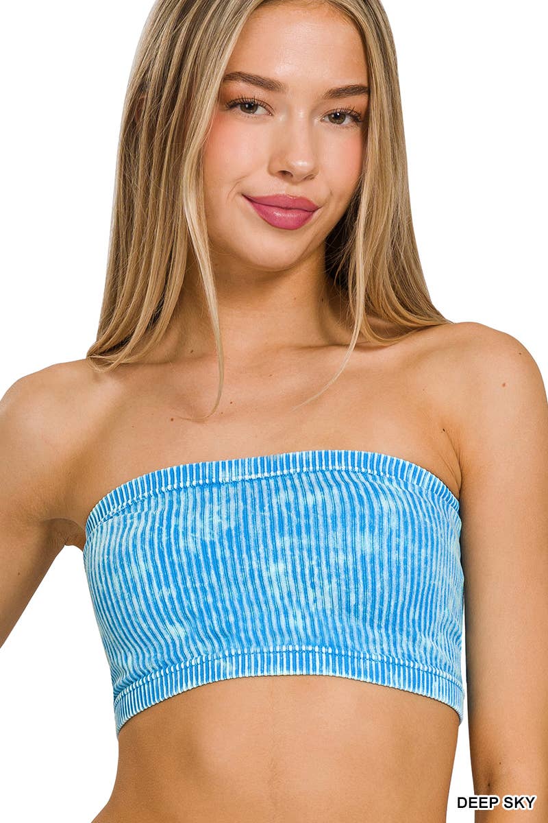 Washed Ribbed Seamless Tube Top - The Ruffled Bull Boutique