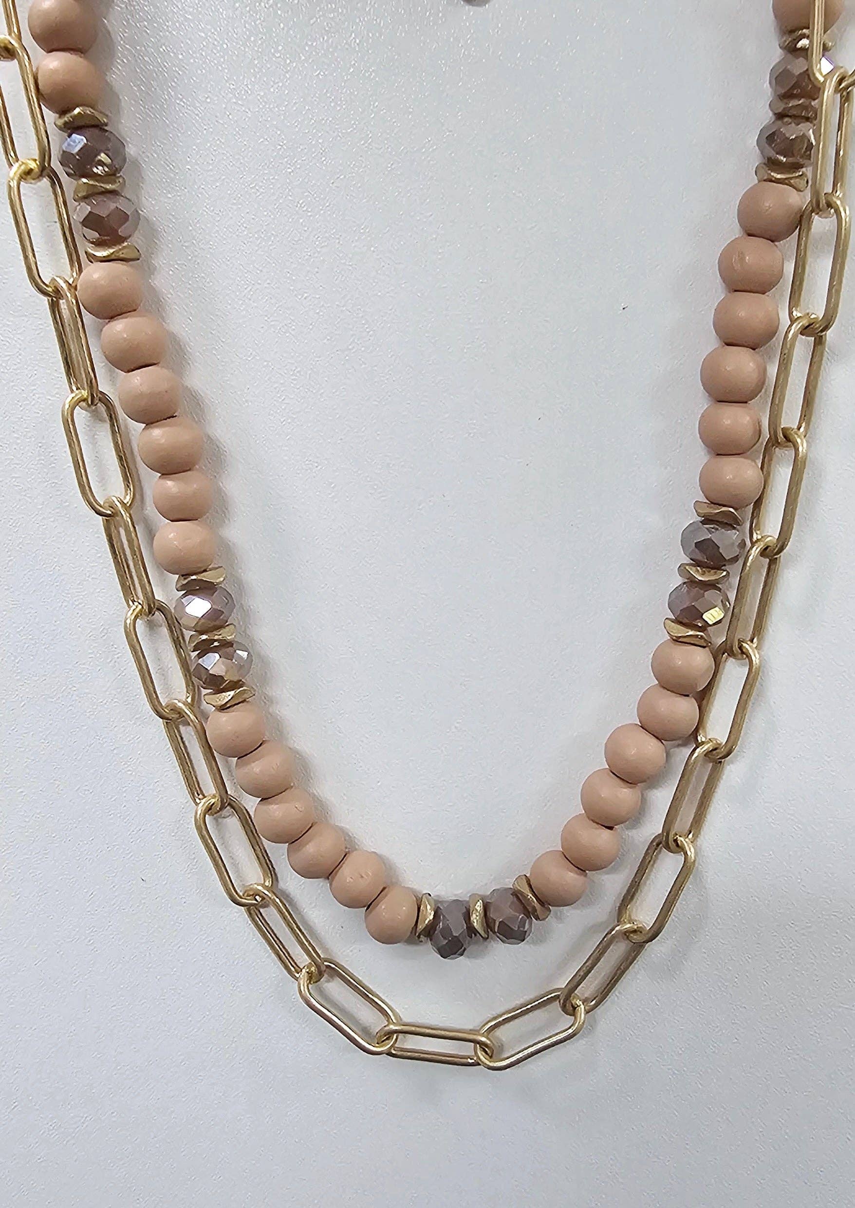 Pink bead necklace 1CNC X327 - LAST CALL - The Ruffled Bull Boutique