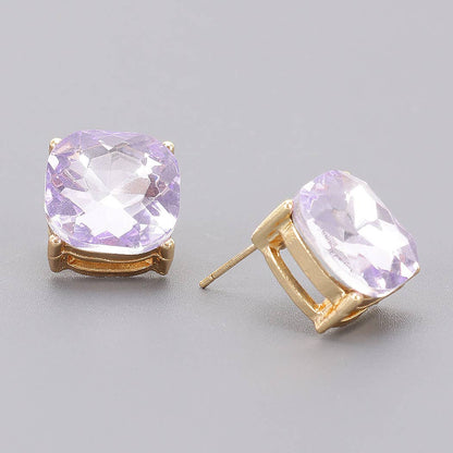 Square Crystal Stud Earrings - The Ruffled Bull Boutique