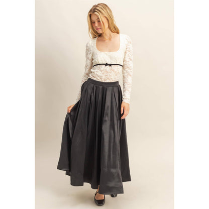 Classic Pleated A-Line Midi Full Skirt - The Ruffled Bull Boutique