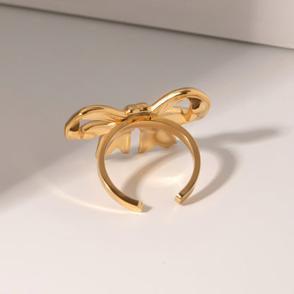 18K Gold-Plated Stainless Steel Bow Ring - The Ruffled Bull Boutique