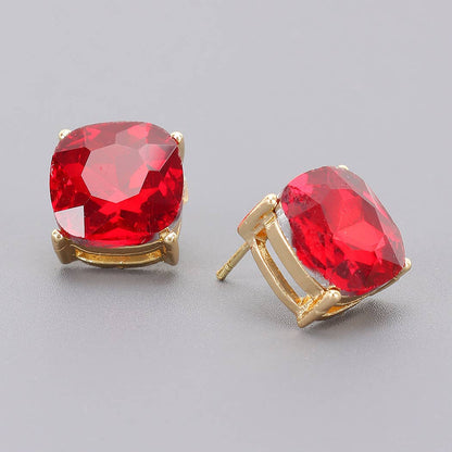 Square Crystal Stud Earrings - The Ruffled Bull Boutique