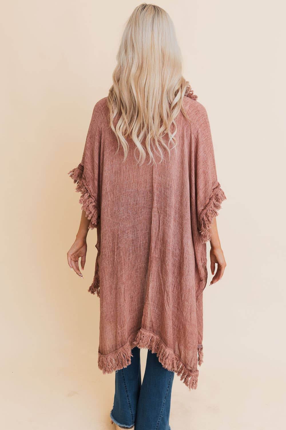 Sunbleached Fringe Ruffle Kimono - The Ruffled Bull Boutique