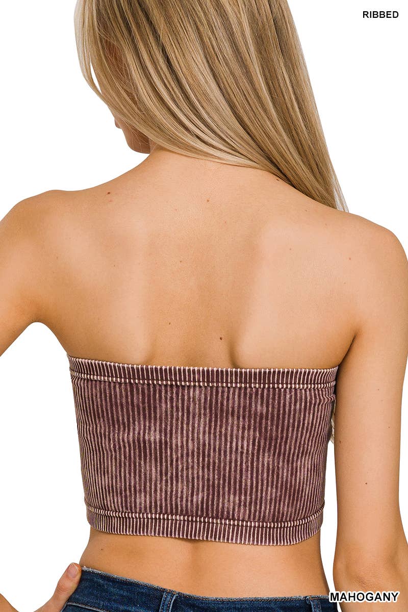 Washed Ribbed Seamless Tube Top - The Ruffled Bull Boutique