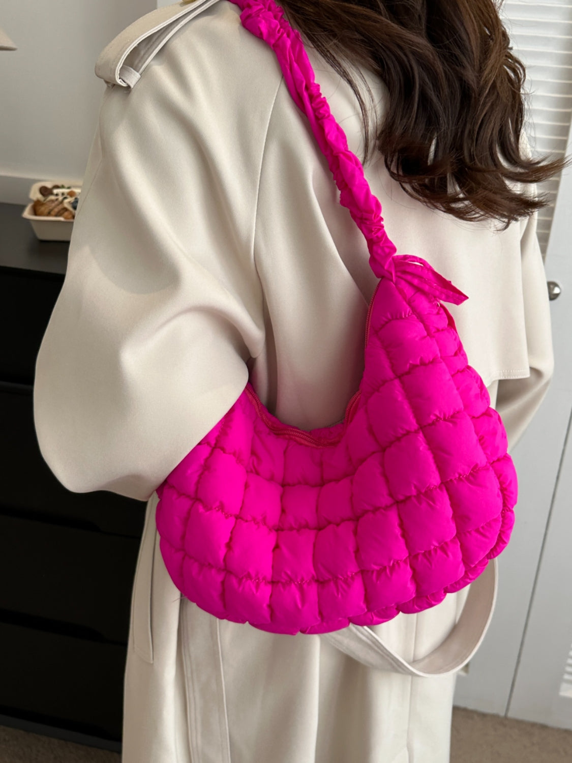 Bubble Texture Ruched Strap Quilted Shoulder Bag - The Ruffled Bull Boutique