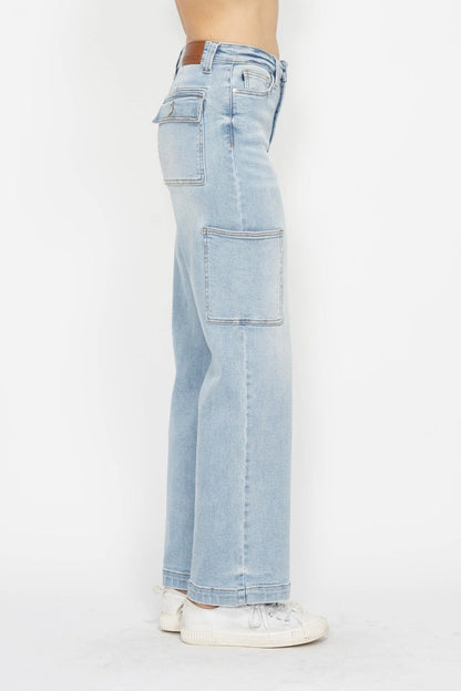 Judy Blue Full Size High Waist Straight Cargo Jeans - The Ruffled Bull Boutique