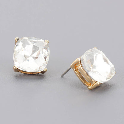 Square Crystal Stud Earrings - The Ruffled Bull Boutique