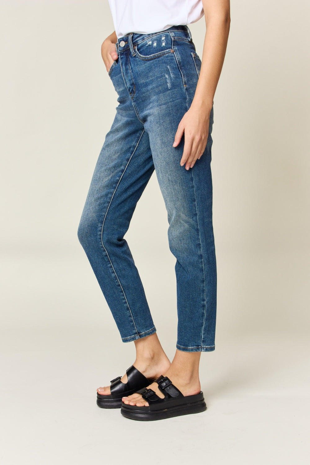 Judy Blue Full Size Tummy Control High Waist Slim Jeans - The Ruffled Bull Boutique