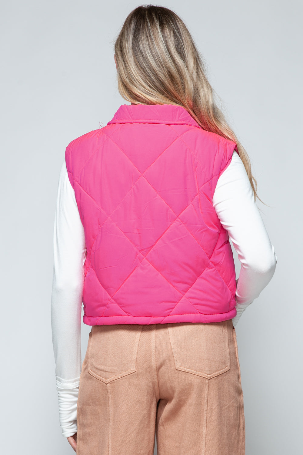 Snobbish Snap Down Quilted Crop Vest - The Ruffled Bull Boutique