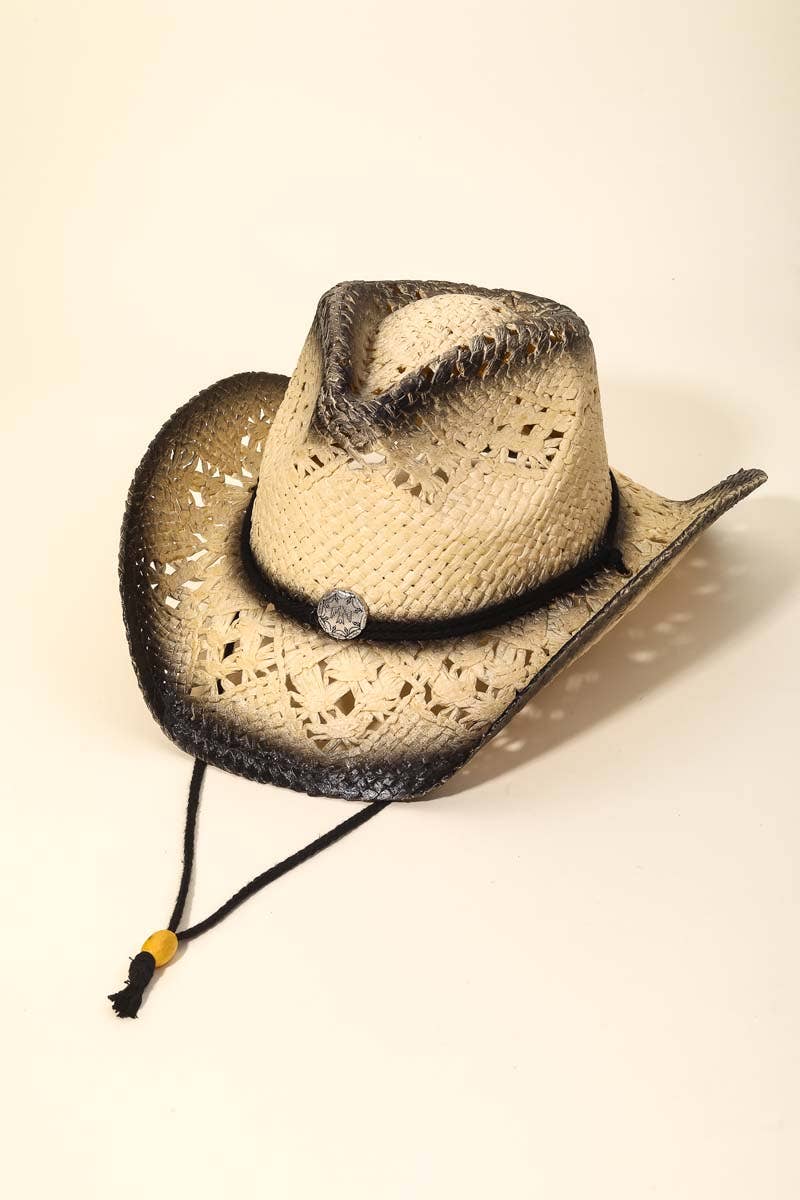 Rope Strap Straw Braided Cowboy Hat - The Ruffled Bull Boutique