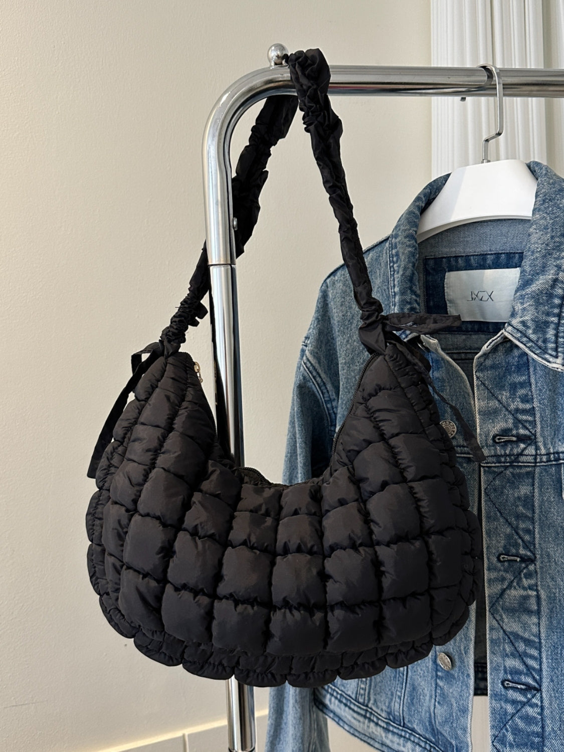 Bubble Texture Ruched Strap Quilted Shoulder Bag - The Ruffled Bull Boutique