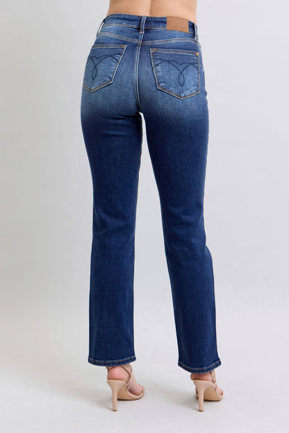 Judy Blue Full Size Washed Straight Leg Jeans with Pockets - The Ruffled Bull Boutique