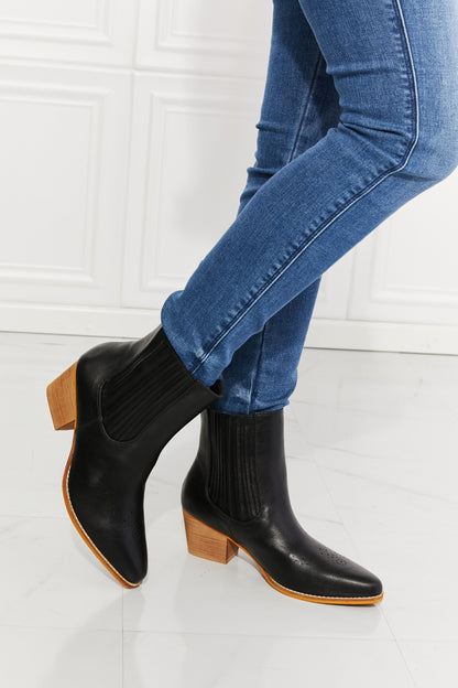 MMShoes Love the Journey Stacked Heel Chelsea Boot in Black - The Ruffled Bull Boutique